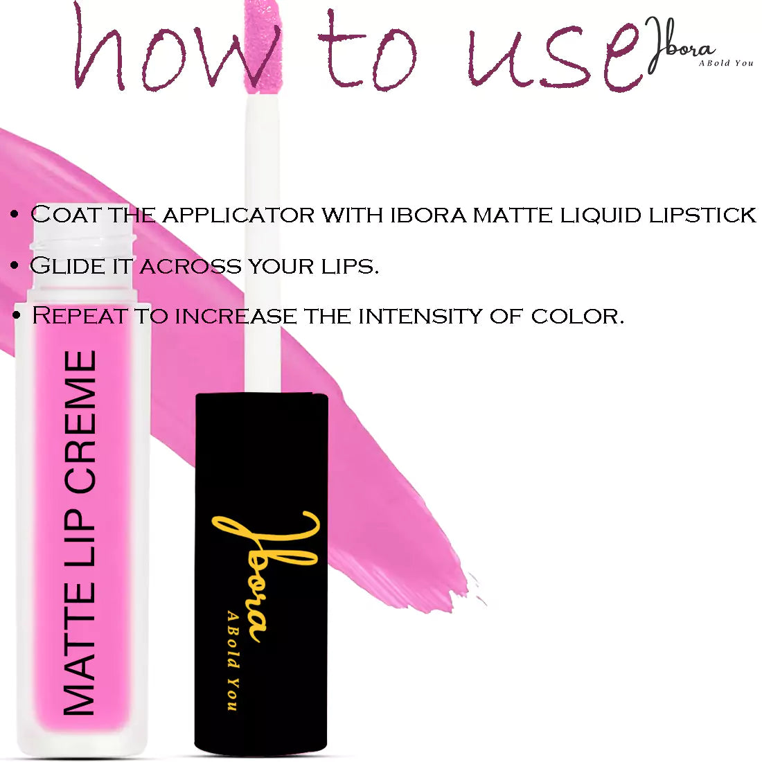 Ibora Matte Liquid Lipstick Rich Pigment Smooth Finish Long Lasting Hydrating & Lightweight Lipstick Perfect Matte Finish for Any Look 4.5 ml
