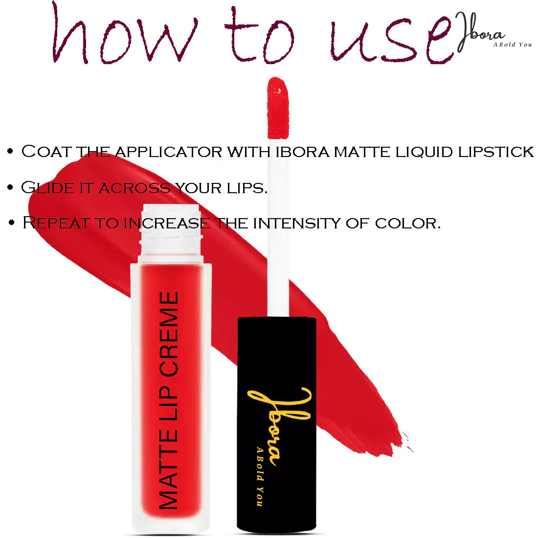 Ibora Matte Liquid Lipstick Rich Pigment Smooth Finish Long Lasting Hydrating & Lightweight Lipstick Perfect Matte Finish for Any Look 4.5 ml
