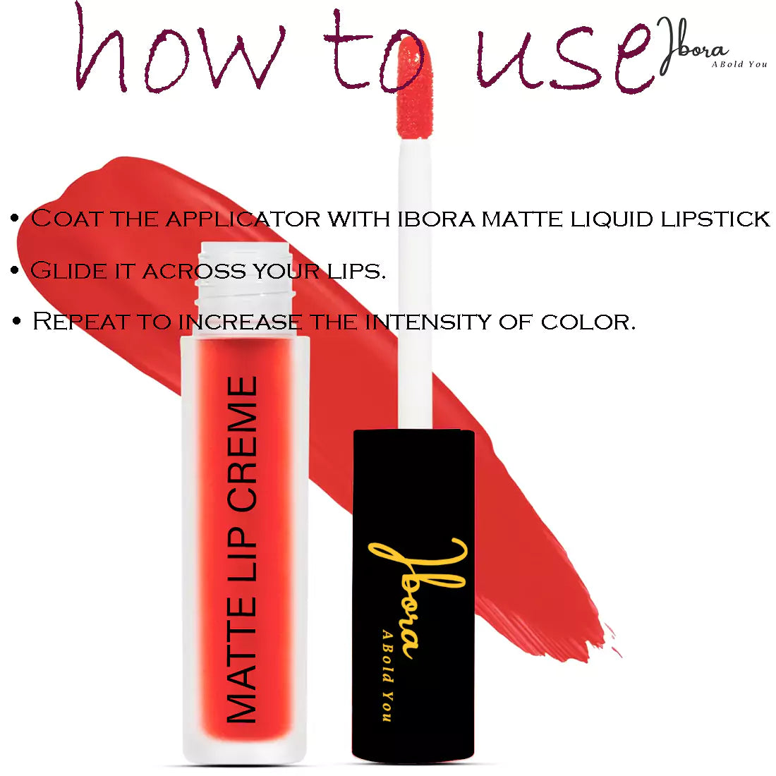 Ibora Matte Liquid Lipstick Rich Pigment Smooth Finish Long Lasting Hydrating & Lightweight Lipstick Perfect Matte Finish for Any Look 4.5 ml