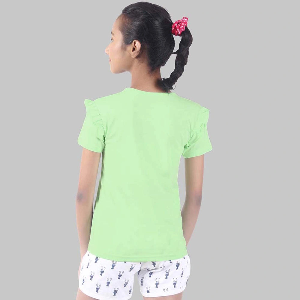 Toddlers,And Girls'Short-Sleeve Crew Neck Soft Graphic Print Tunic Tee Shirts Fashion Tops_Green