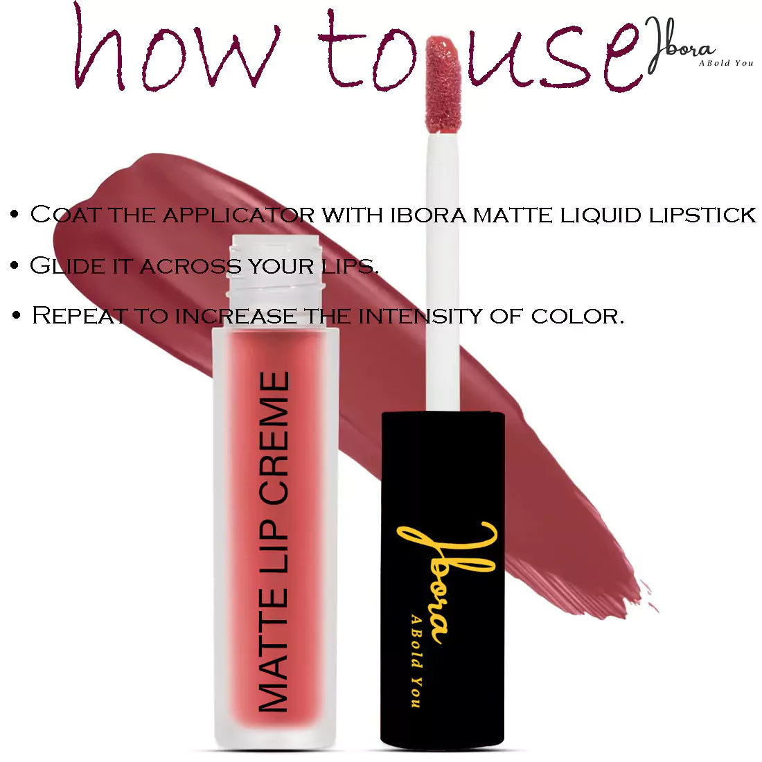 Ibora Matte Liquid Lipstick Rich Pigment Smooth Finish Long Lasting Hydrating & Lightweight Lipstick Perfect Matte Finish for Any Look 4.5 ml