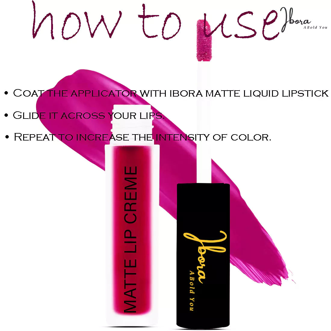 Ibora Matte Liquid Lipstick Rich Pigment Smooth Finish Long Lasting Hydrating & Lightweight Lipstick Perfect Matte Finish for Any Look 4.5 ml