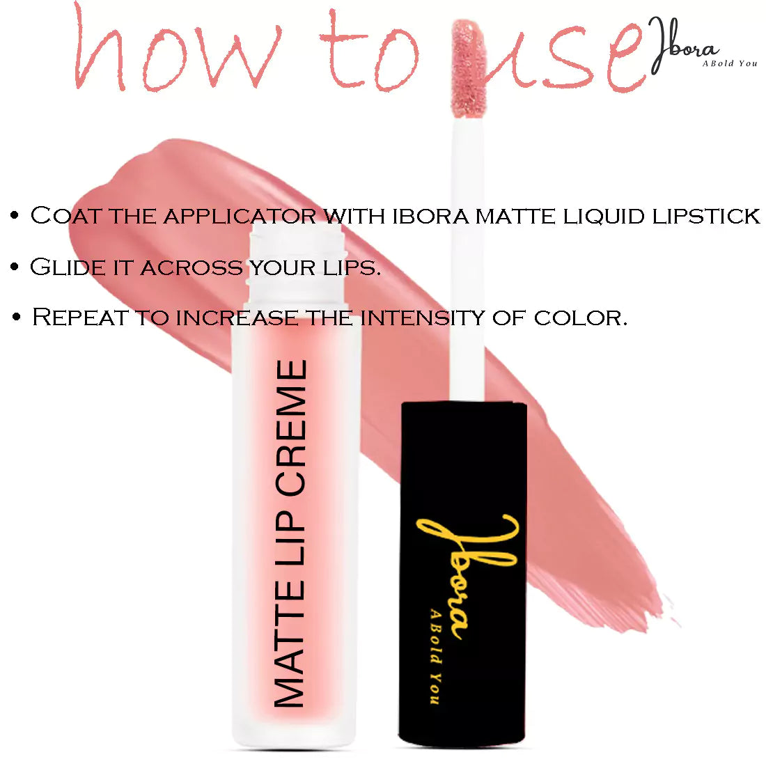Ibora Matte Liquid Lipstick Rich Pigment Smooth Finish Long Lasting Hydrating & Lightweight Lipstick Perfect Matte Finish for Any Look 4.5 ml
