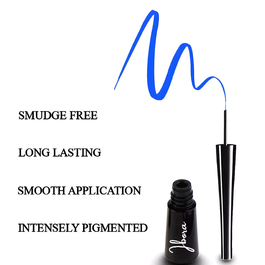 Ibora Liquid Waterproof Eyeliner Quick Drying Smudge Resistant Long Lasting 16 Hour Wear Precise Ultra Fine Blue