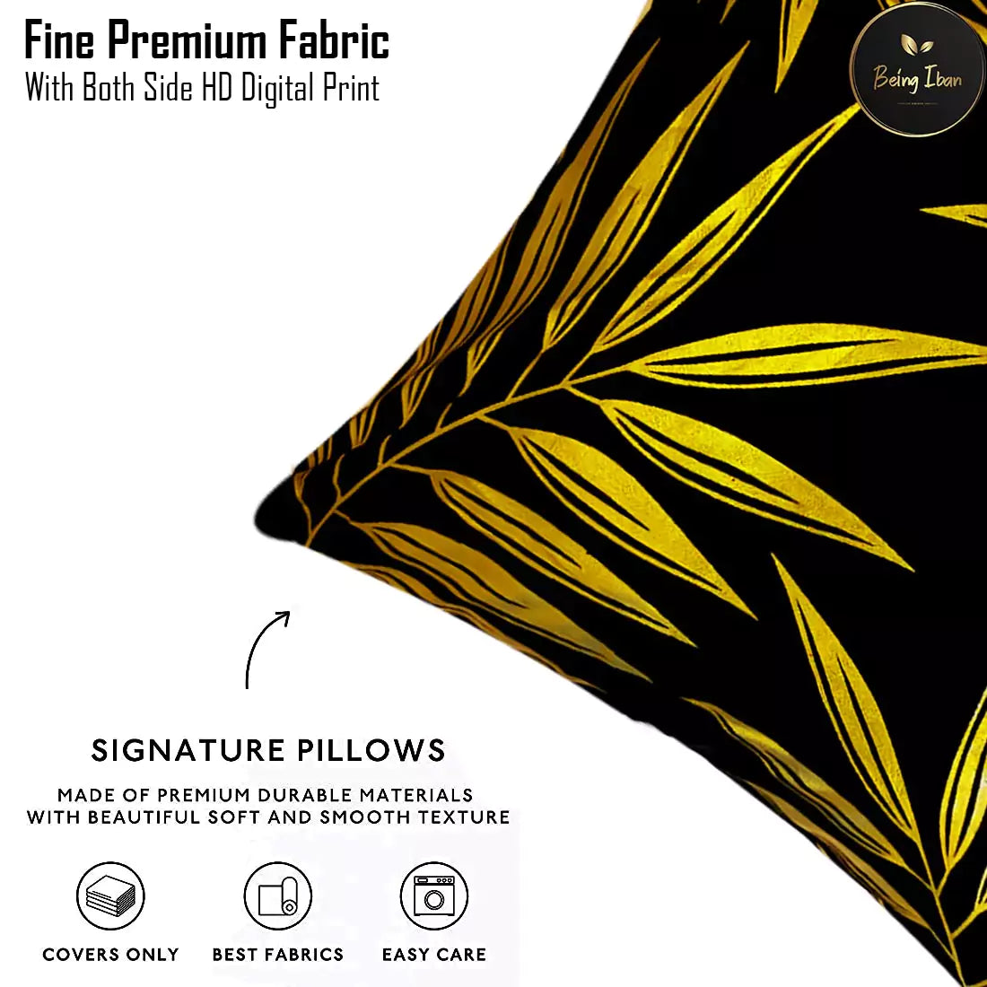 Luxury Black Gold Tropical Leaves Printed Pillow Cover -16x 16 Inch Black Gold Velvet Cushion Cover - Set Of 4 Square Hidden Zipper Cushion Case Great for SofaBedroom Yard Living Room Decor(Black & Gold)
