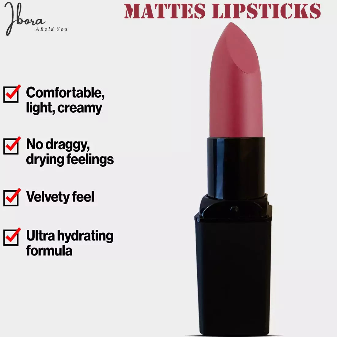 Ibora Matte Lipstick Rich Pigment Smooth Finish Long Lasting Hydrating & Lightweight Lipstick Perfect Matte Finish for Any Look 5 Gm Chocolate