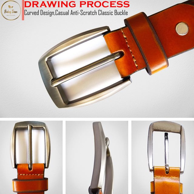 Hand Made Womens Casual Belts With Heavy Duty Metal Buckle_Yellow & Brown