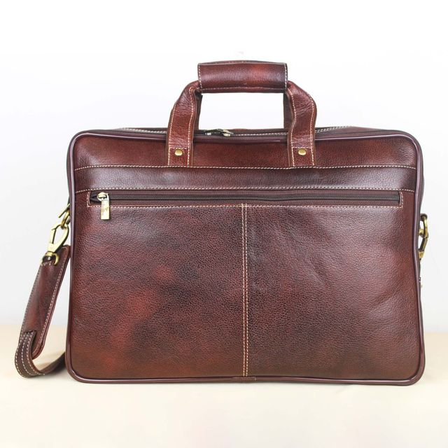 Laptop Messenger Bags/Leather Bag for Men with Adjustable Shoulder Strap_Bombay Brown
