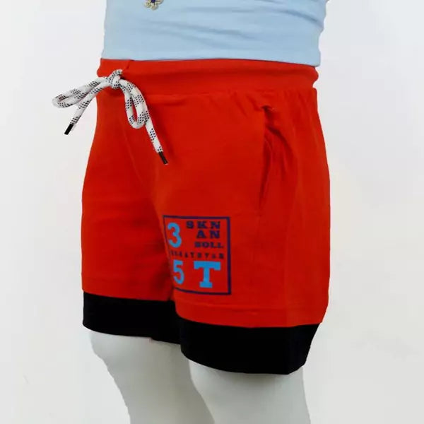Cotton Shorts for Boys with Pockets,Pull-On Shorts For Toddlers,Typographic Printed Mid Rise Shorts for Boys-Red
