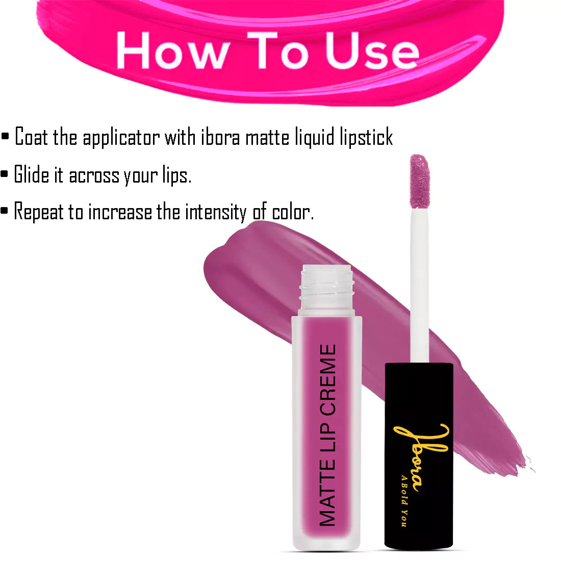 Ibora Matte Liquid Lipstick Rich Pigment Smooth Finish Long Lasting Hydrating & Lightweight Lipstick Perfect Matte Finish for Any Look 4.5 ml