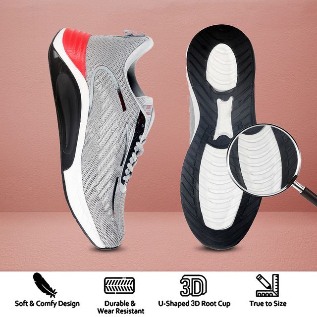 Breathable Lightweight Fashion Sneakers Slip Resistant Athletic Sports Walking Gym Work Shoes Grey & Black