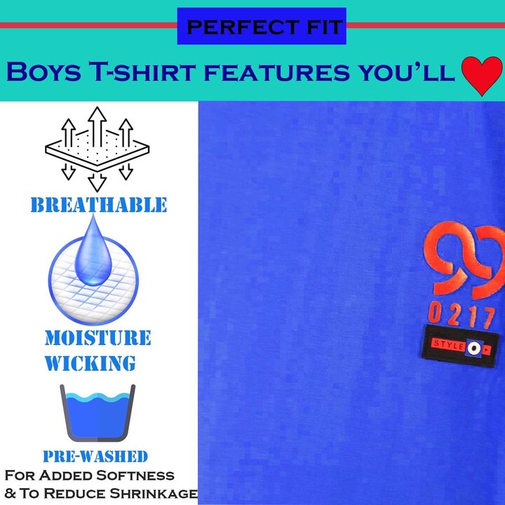 Babies,Toddlers,and Boys'Printed Short Sleeve Crewneck Cotton Soft Tee Shirts_Blue