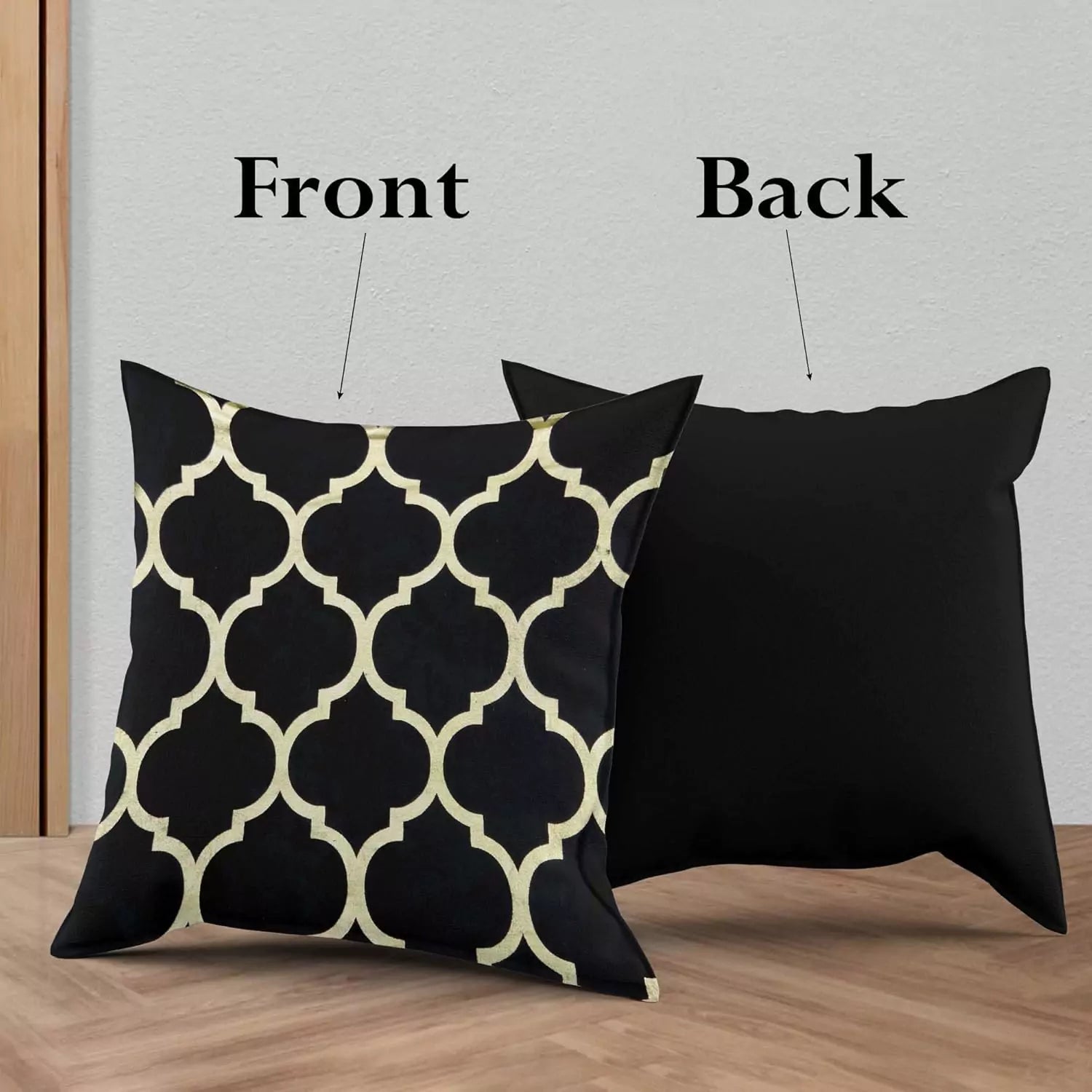 Luxury Black & Gold Geometric Stripped Pattern Printed Pillow Cover -16x 16 Inch Black Gold Velvet Cushion Cover - Set Of 4 Square Hidden Zipper Cushion Case, Great for Sofa, Bedroom,Yard,Living Room Decor