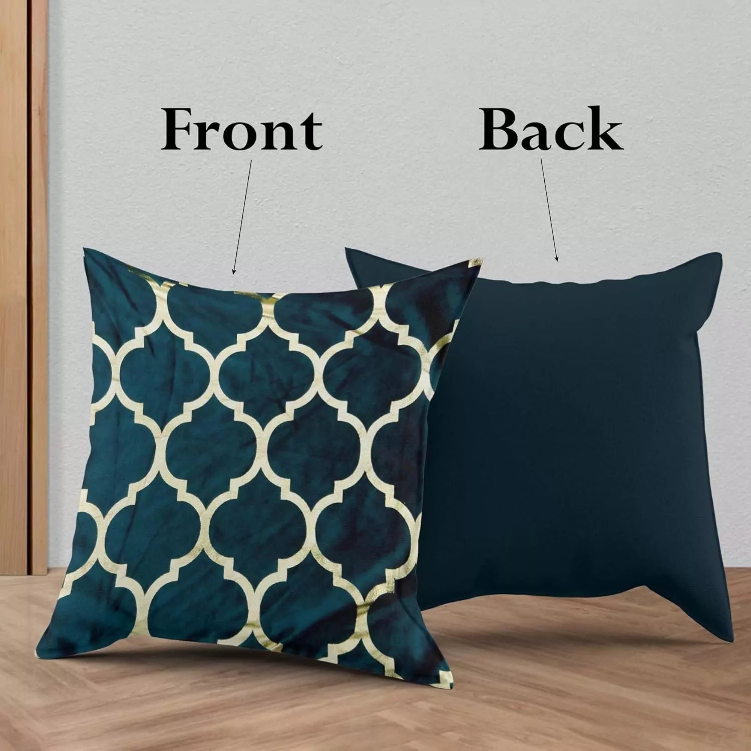Luxury Emerald Green Geometric Stripped Pattern Printed Pillow Cover -16x 16 Inch Velvet Cushion Cover - Set Of 4