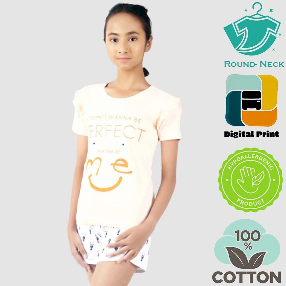 Toddlers,And Girls'Short-Sleeve Crew Neck Soft Graphic Print Tunic Tee Shirts Fashion Tops_Orange