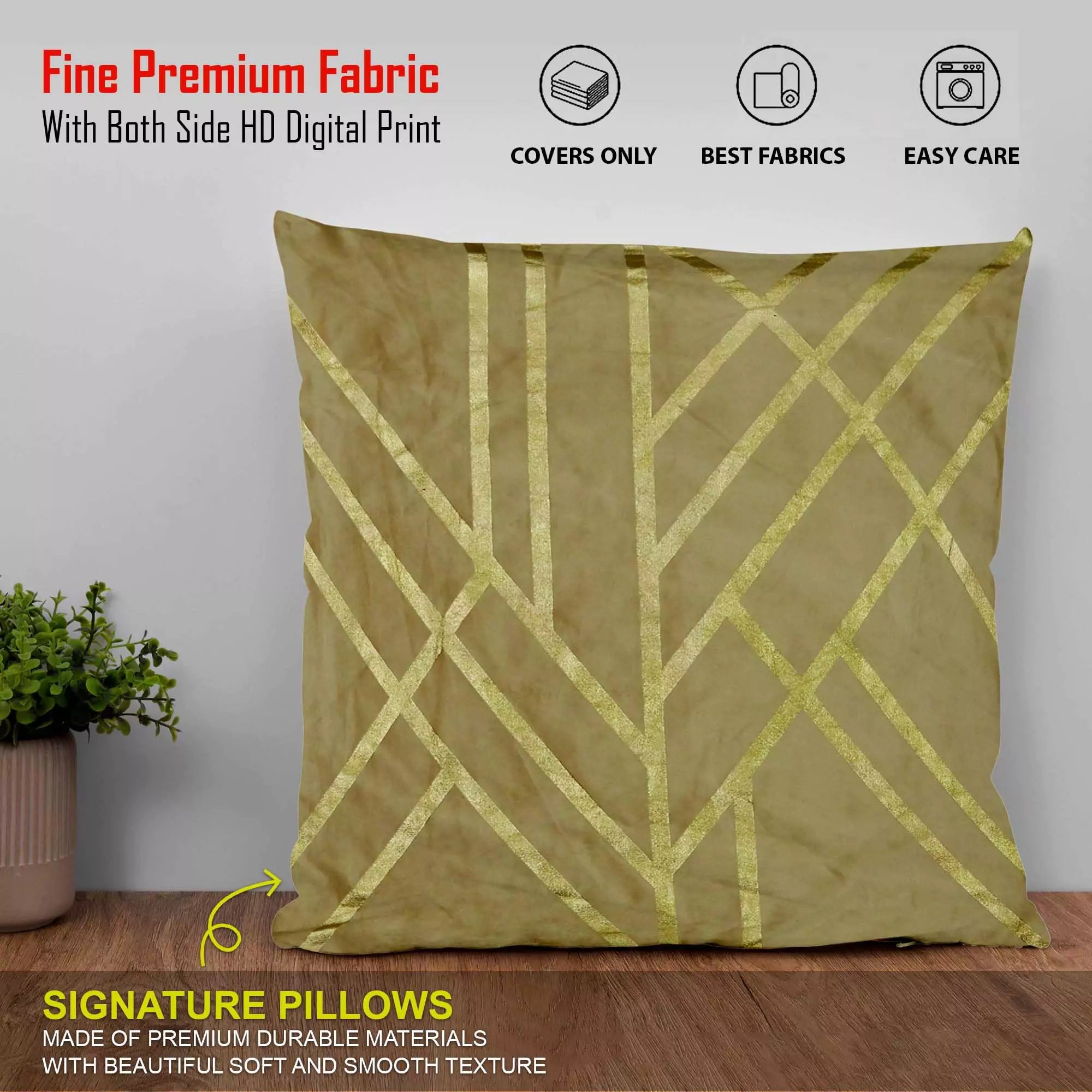 Luxury Gold Geometric Stripped Pattern Printed Pillow Cover -16x 16 Inch Black Gold Velvet Cushion Coverrere
