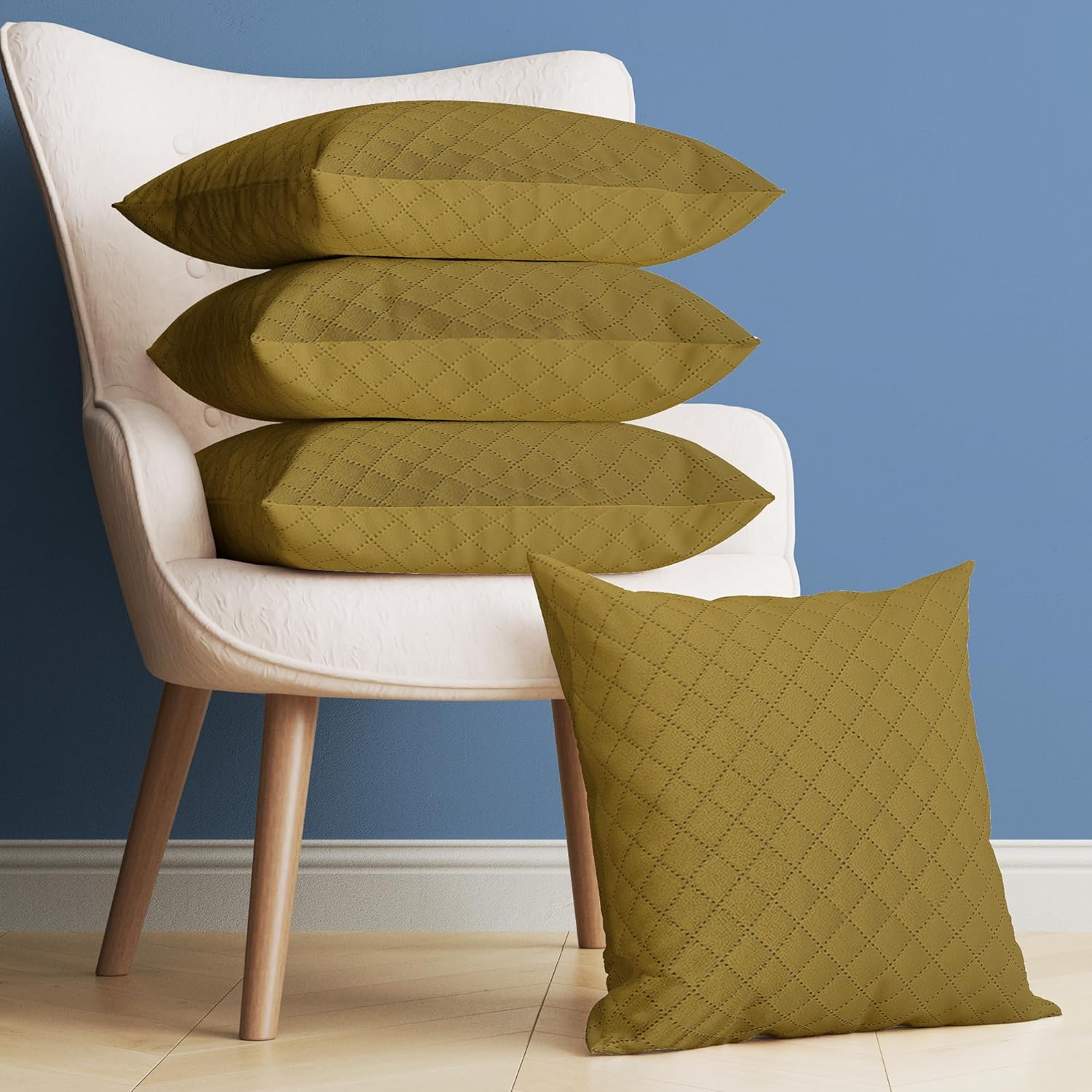 Peanut Quilted Pattern Throw/Pillow Cover-16x 16 Inch Velvet Cushion Cover - Set Of 4 Square Hidden Zipper Cushion Case,Pillow Covers for Living Room Great for Sofa, Bedroom,Yard, Living Room Decor
