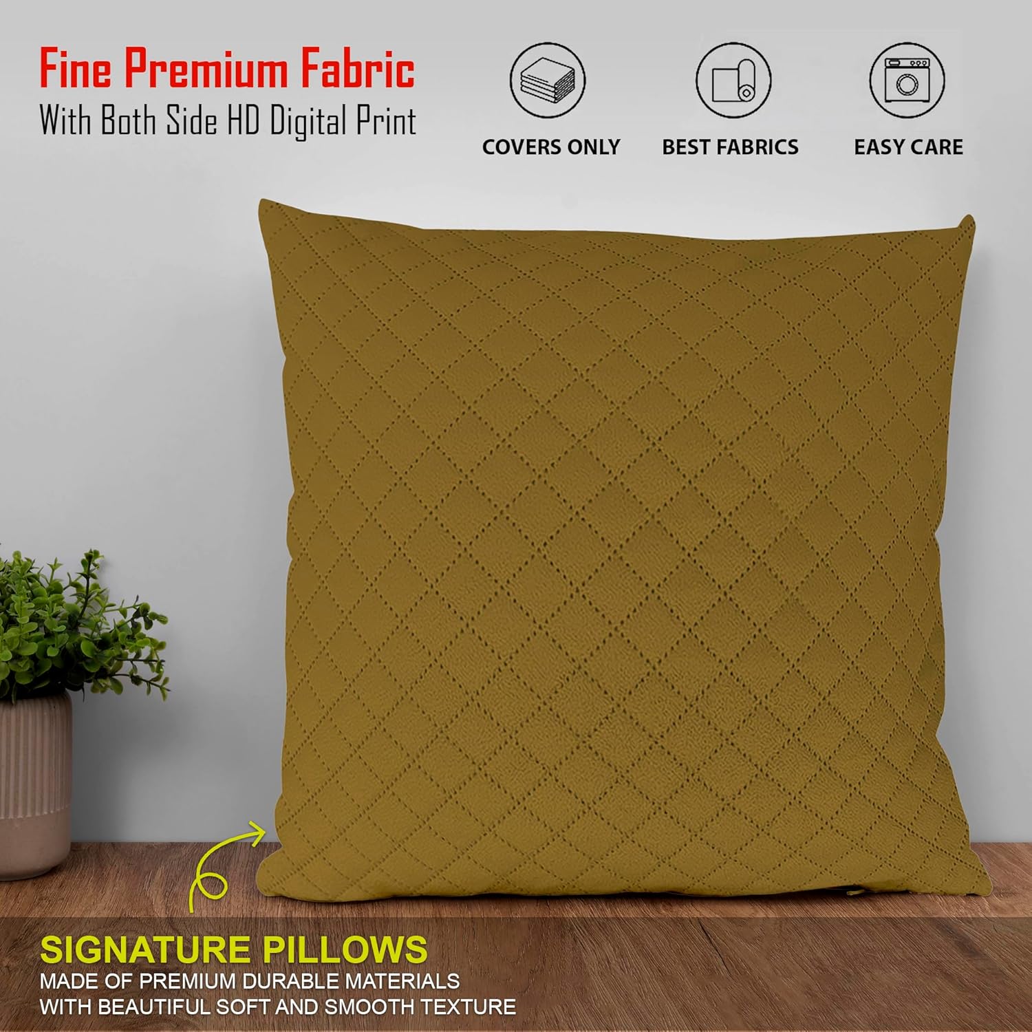 Peanut Quilted Pattern Throw/Pillow Cover-16x 16 Inch Velvet Cushion Cover - Set Of 4 Square Hidden Zipper Cushion Case,Pillow Covers for Living Room Great for Sofa, Bedroom,Yard, Living Room Decor