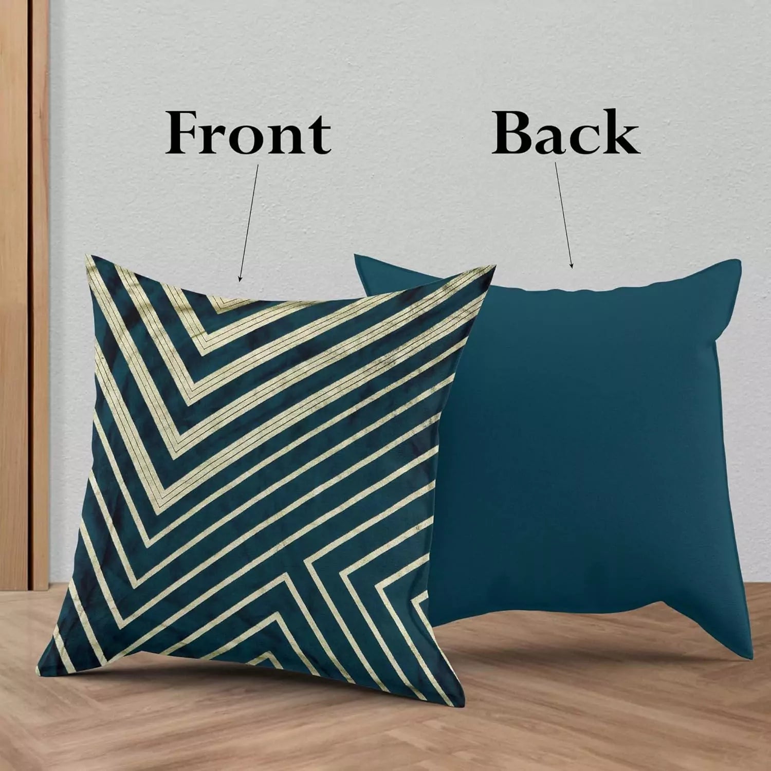 Luxury Dark Green Geometric Stripped Pattern Printed Pillow Cover -16x 16 Inch Velvet Cushion Cover
