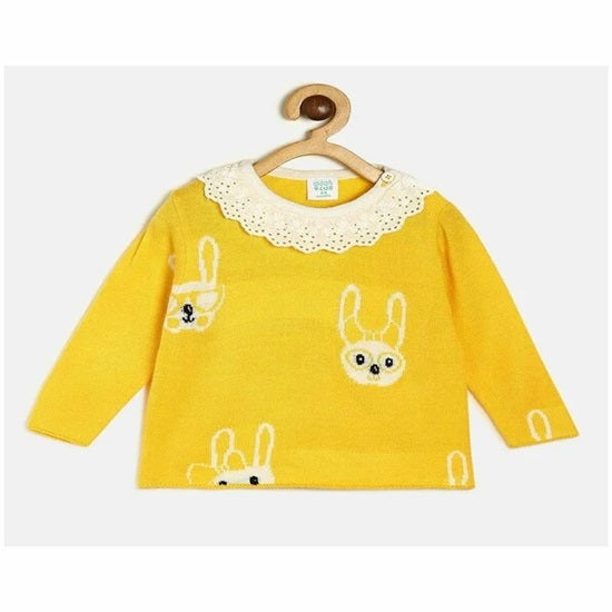 MINI KLUB Baby GirlsYellow Cotton Dress Sweater