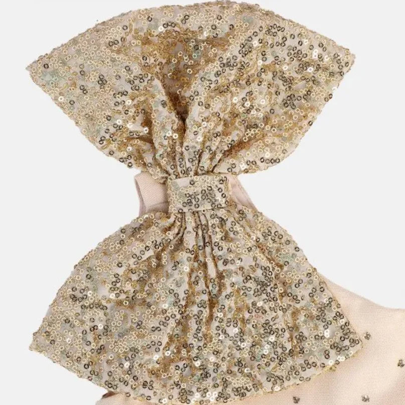 MINI KLUB Girls Beige Embellished Fit & Flare Dress