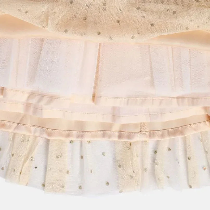 MINI KLUB Girls Beige Embellished Fit & Flare Dress