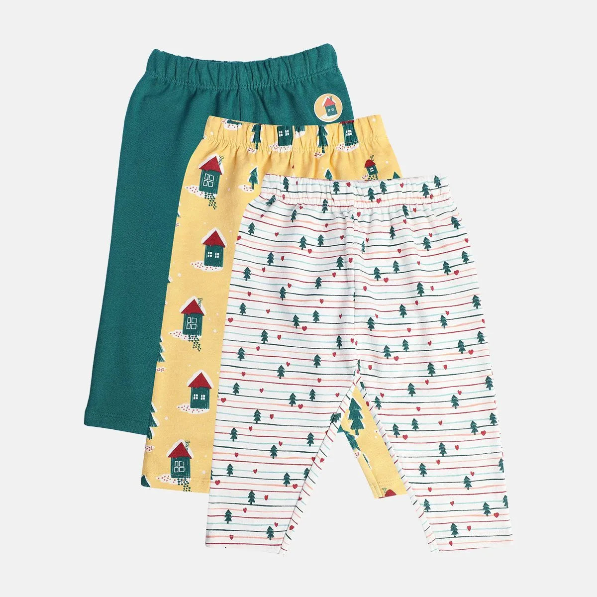 MINI KLUB Multi Color Legging For Baby Girls (PACK OF 3)