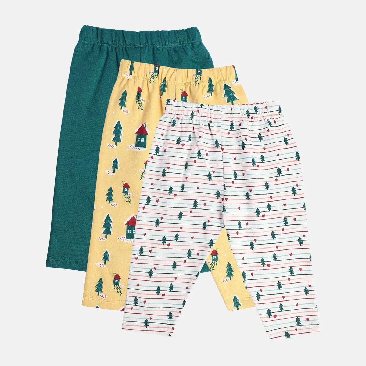 MINI KLUB Multi Color Legging For Baby Girls (PACK OF 3)