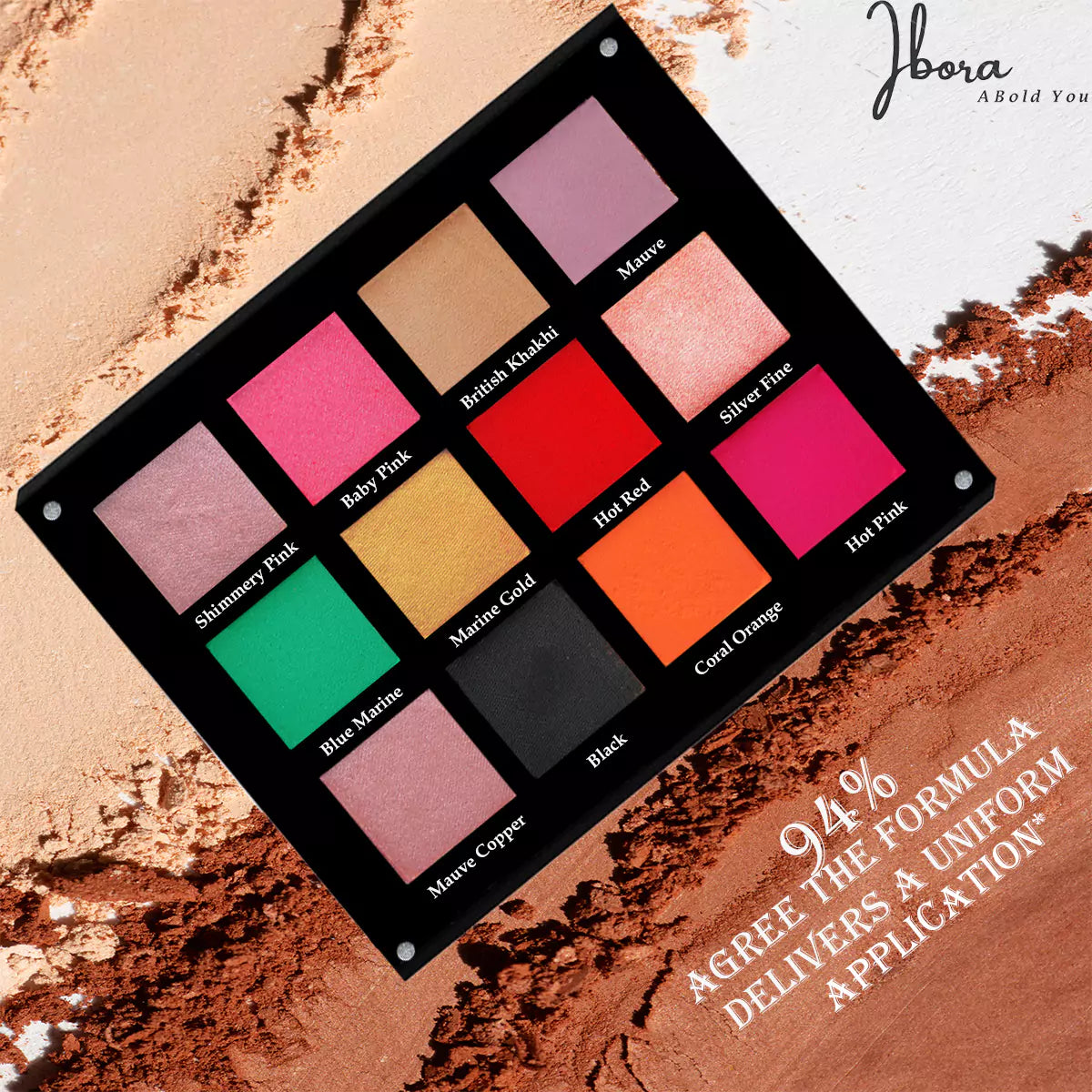 IBORA Eyeshadow Palette 12 Highly Pigmented Blendable Shades Matte Shimmer & Metallic Vegan Cruelty Free Made Without Oil Fragrance Parabens Alcohol & Microplastic Particles