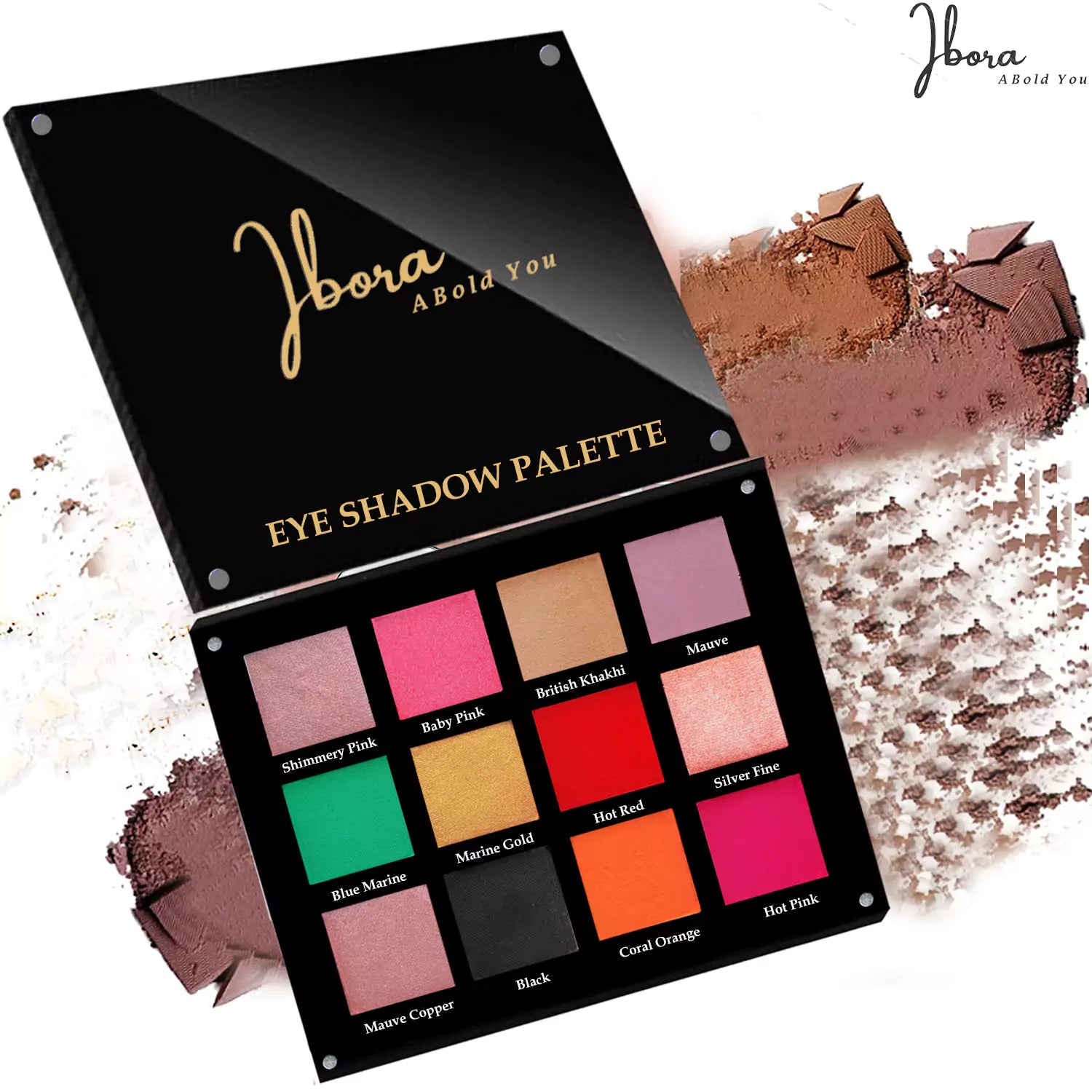 IBORA Eyeshadow Palette 12 Highly Pigmented Blendable Shades Matte Shimmer & Metallic Vegan Cruelty Free Made Without Oil Fragrance Parabens Alcohol & Microplastic Particles