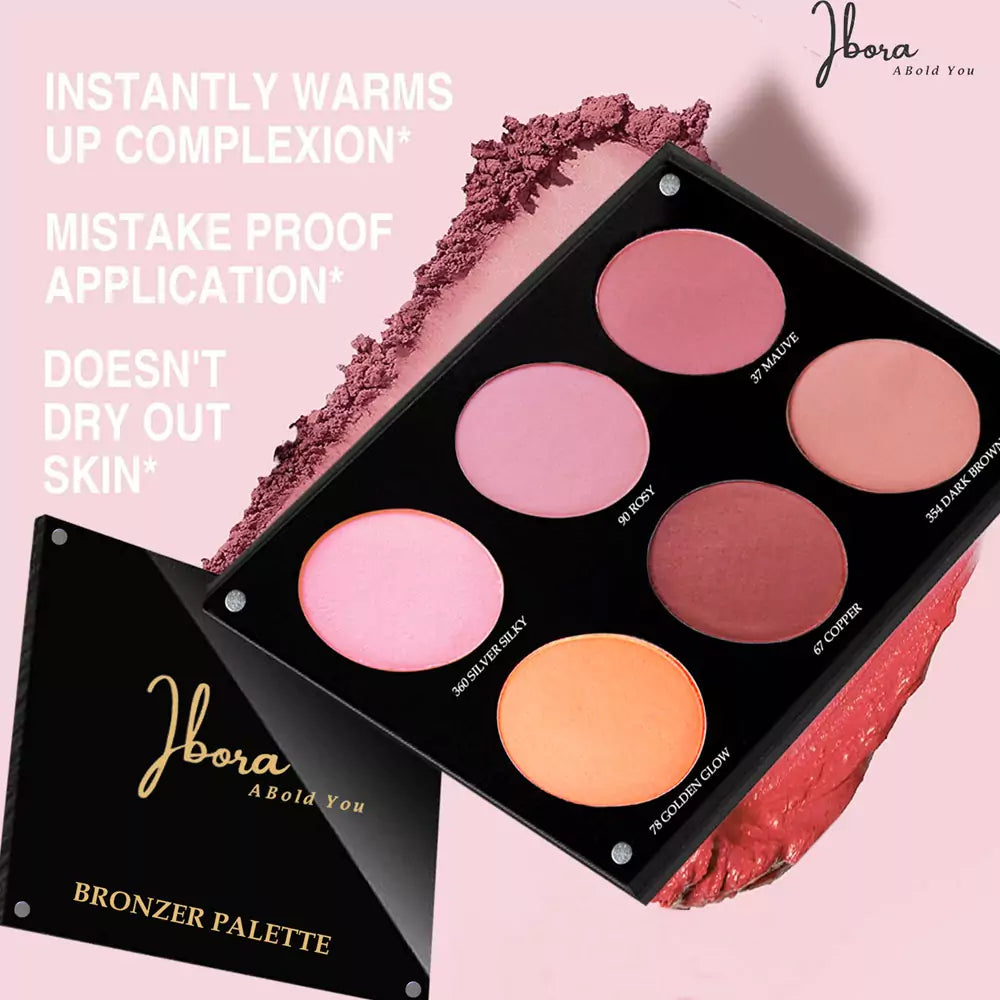 IBORA Bronzer Pallet Kit & Highlighting Powder - Cruelty Free & Paraben Free - 6 Shades for a Natural Glow