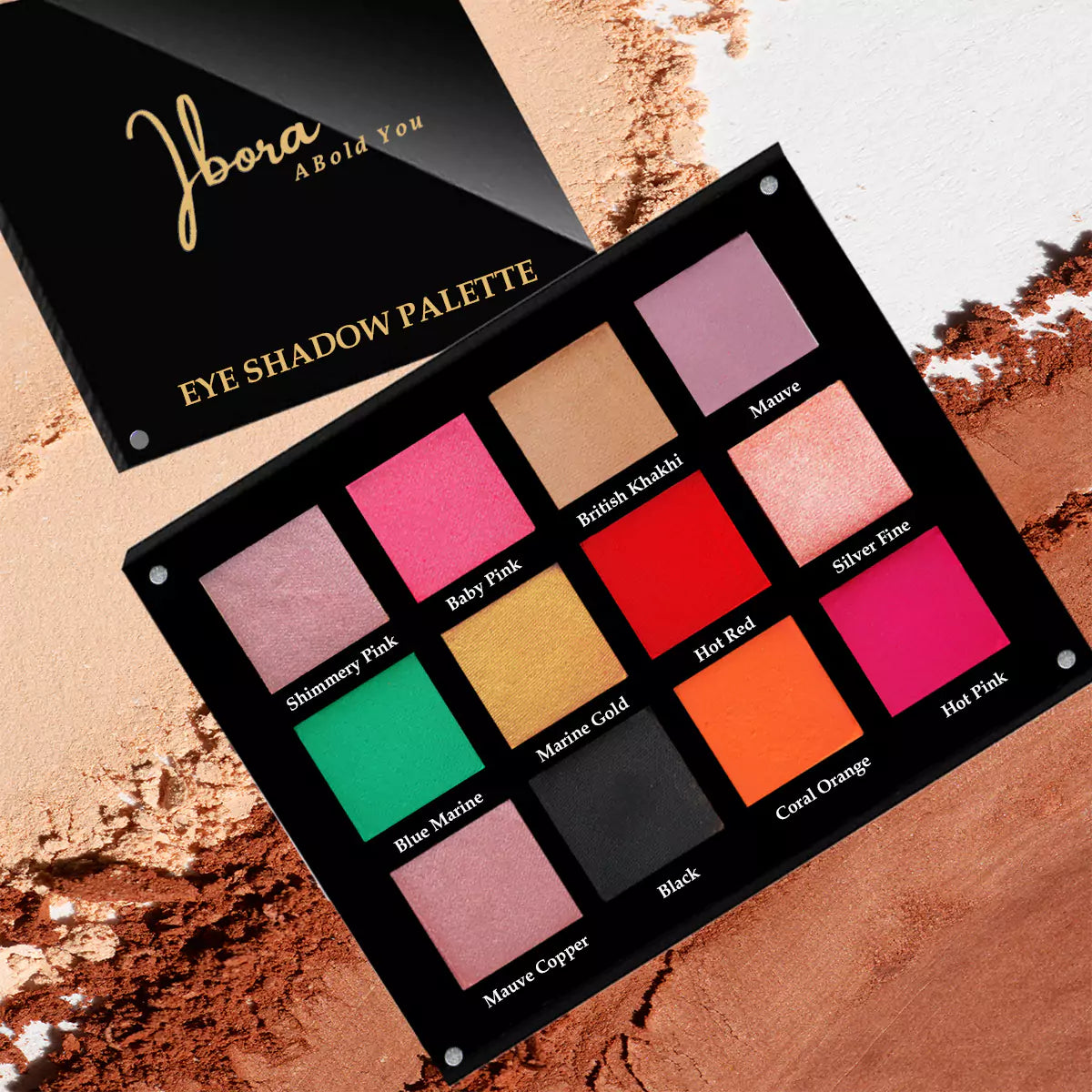 IBORA Eyeshadow Palette 12 Highly Pigmented Blendable Shades Matte Shimmer & Metallic Vegan Cruelty Free Made Without Oil Fragrance Parabens Alcohol & Microplastic Particles