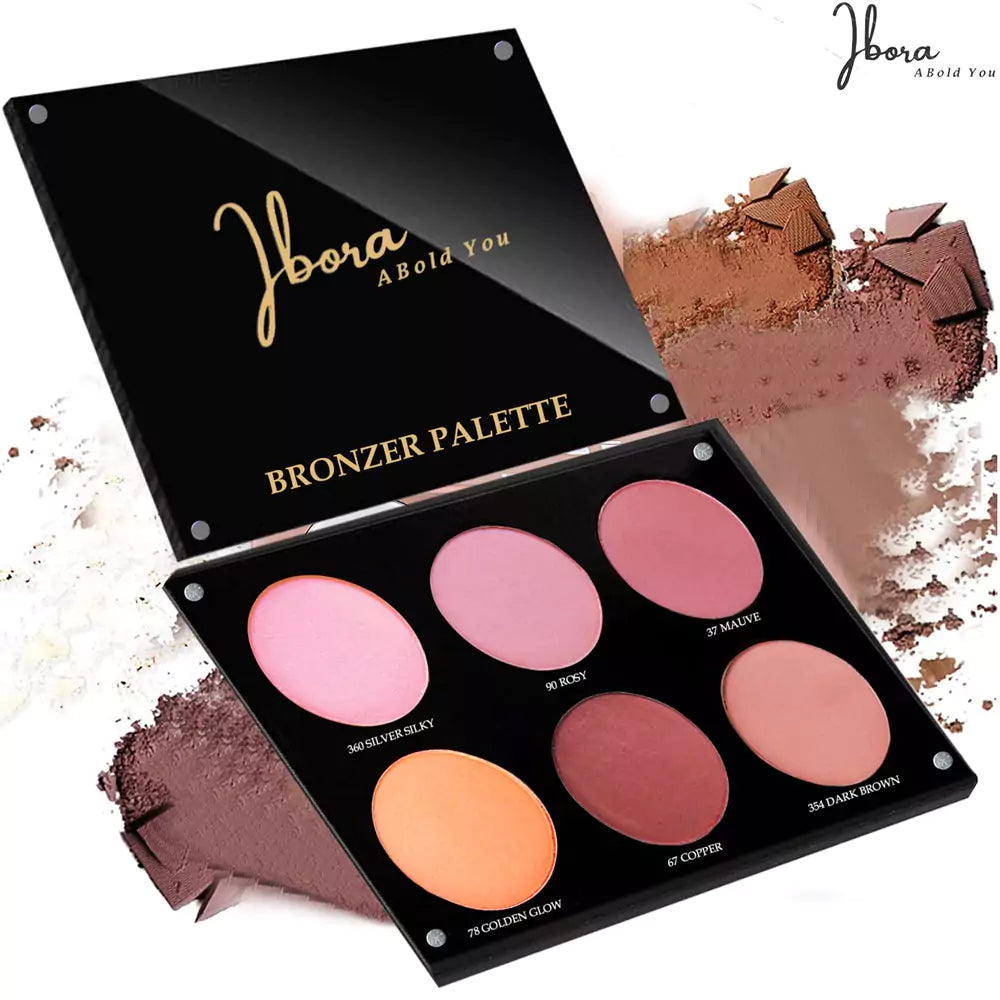 IBORA Bronzer Pallet Kit & Highlighting Powder - Cruelty Free & Paraben Free - 6 Shades for a Natural Glow