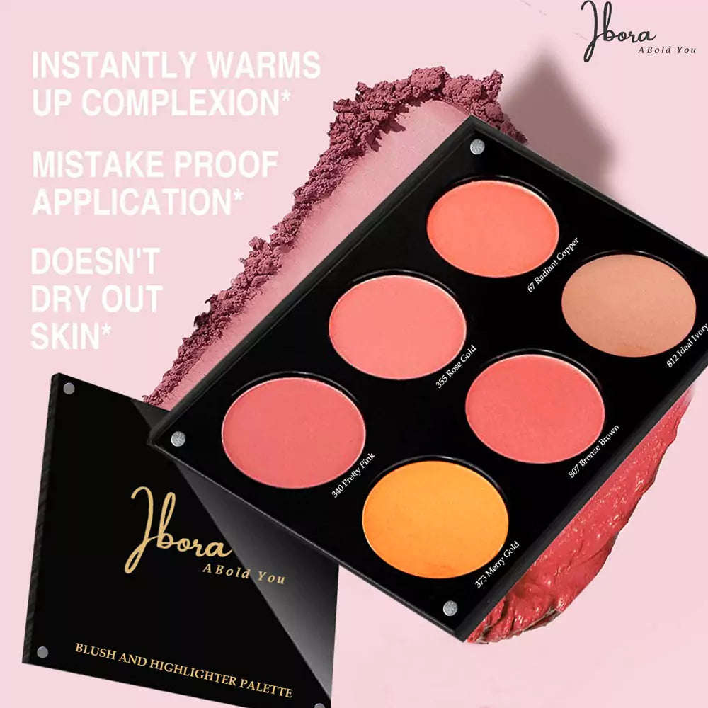 IBORA Colors Blush Palette Matte Mineral Blush Powder Bright Face Blush Highlighters Highly Pigmented Long Lasting Face Makeup Kit Professional Facial Beauty Cosmetic Makeup Blush.(36g)