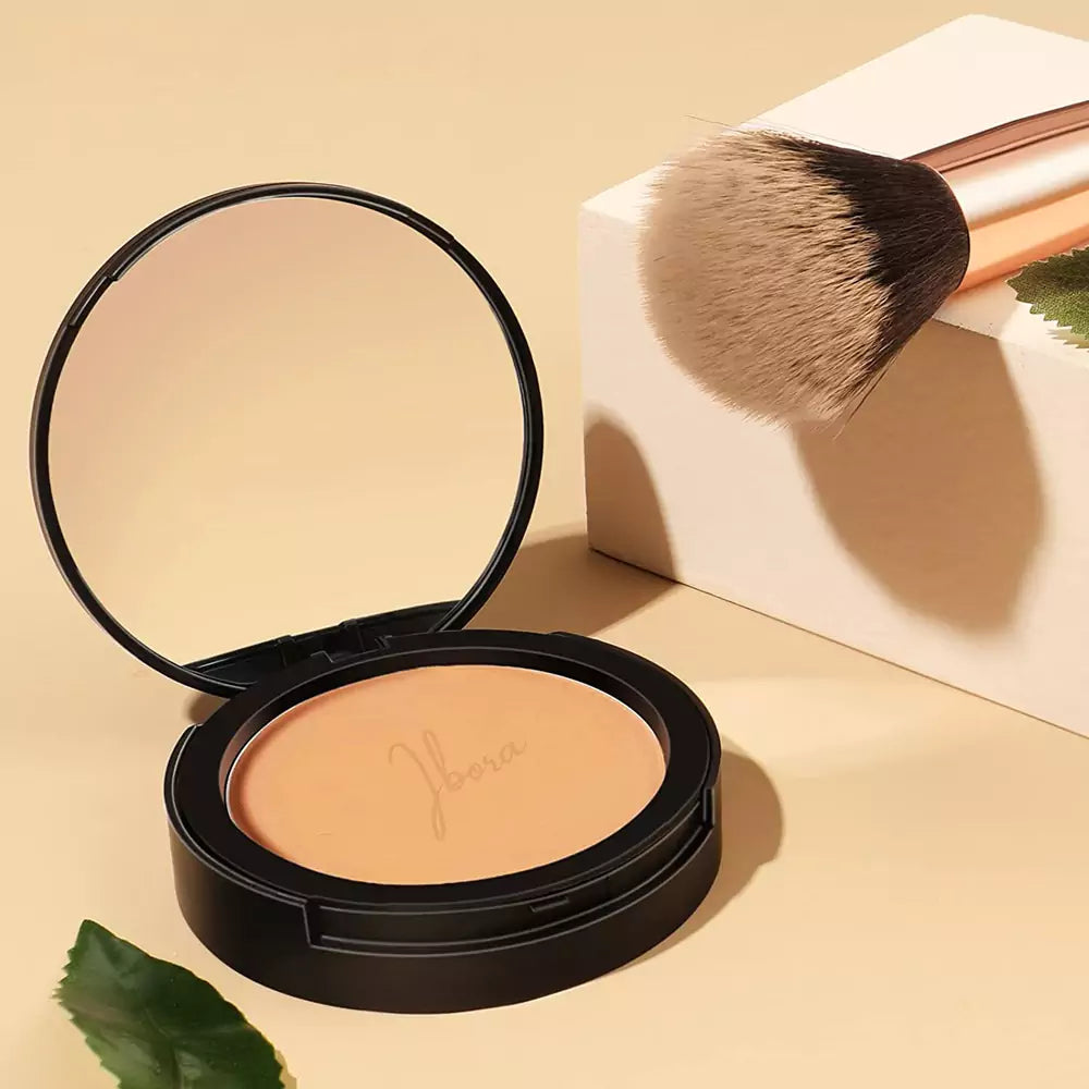 IBORA Compact PowderControl Shine & Smooth Complexion Pressed Setting Powder Foundation Makeup Portable Face Powder Compact Long-Lasting Matte Finish 01 Ivory-12Gm 0.42Oz