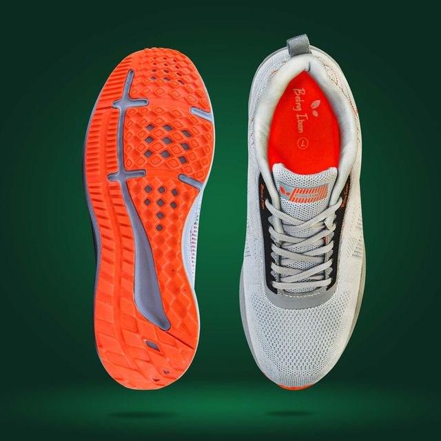 Mens Lightweight Athletic Running Walking Gym Shoes Casual Sports Shoes Fashion Sneakers Walking Shoes_Grey/Orange