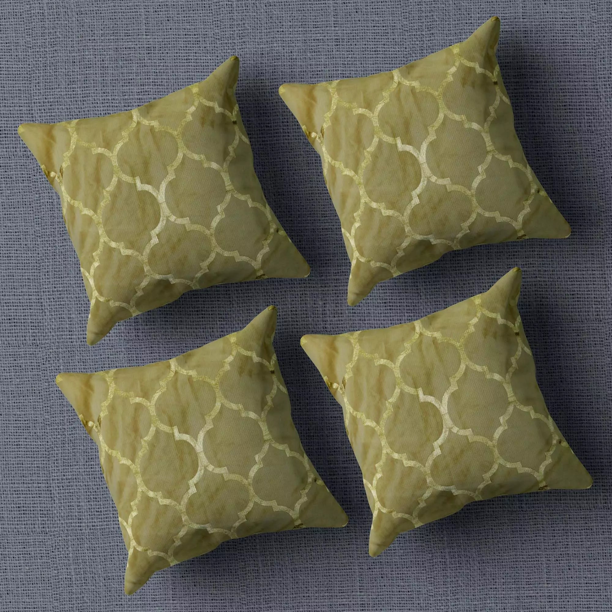 Gold Velvet Geometric Print Pillow Covers: Set Of 4 16x16 Inch Square Decorative Pillow Cases for Bedroom Sofa Couch Living Room