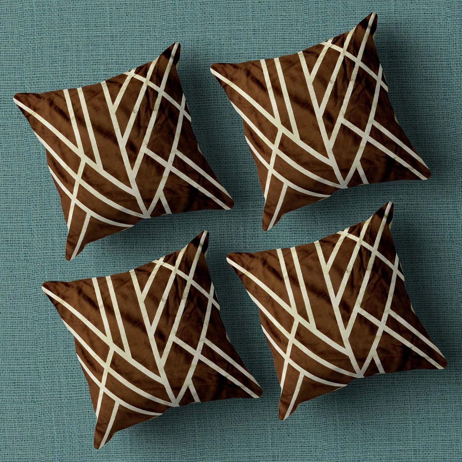 Geometric Stripped Pattern Printed Pillow Cover -16x 16 Inch Velvet