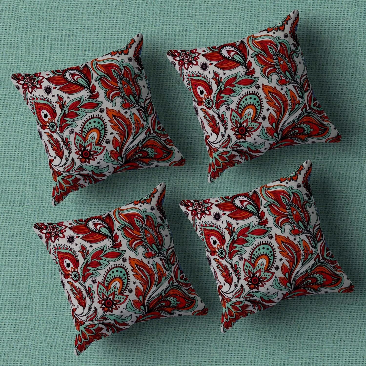 Cotton Jaipuri 16x16 Inch Hand Block Print Square Cushion Cover_Pack Of 4