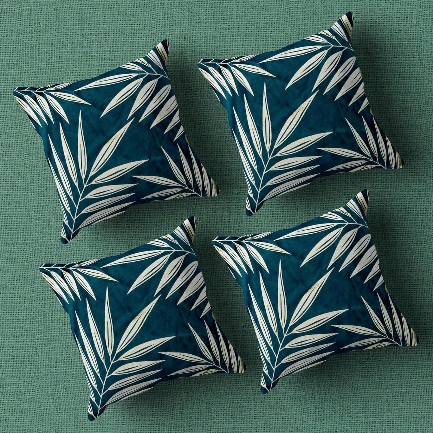Tropical Leaves Printed Pillow Cover_Dark Green & Gold Velvet Cushion Coverr