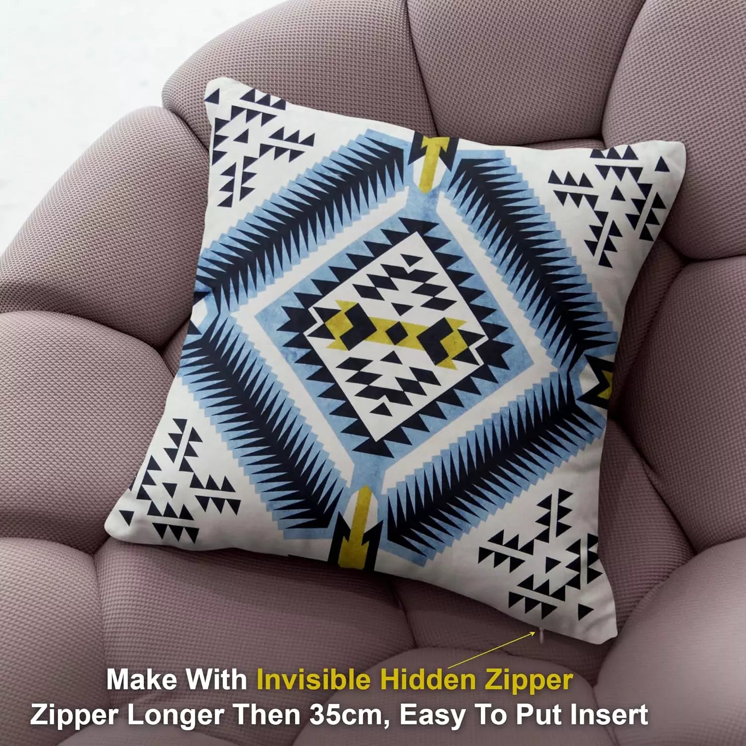 Cushion Cases Colorful Aztec Abstract Green Black White Geometric Seamless Pattern Set of 4,Decor Throw Pillow Covers Soft Modern Double-Sided Designs 16X16 Inch