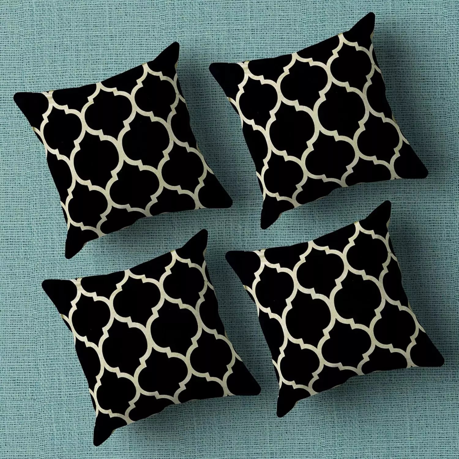 Luxury Black & Gold Geometric Stripped Pattern Printed Pillow Cover -16x 16 Inch Black Gold Velvet Cushion Cover - Set Of 4 Square Hidden Zipper Cushion Case, Great for Sofa, Bedroom,Yard,Living Room Decor