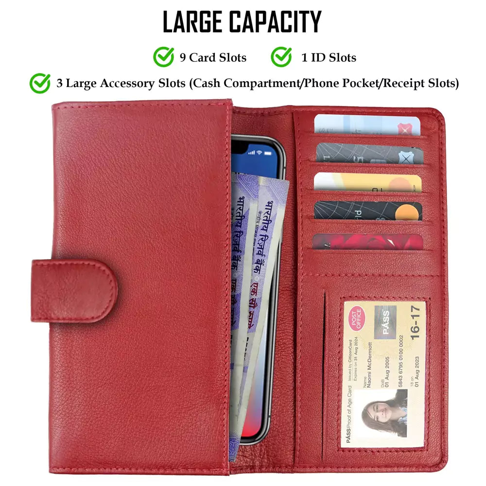 Women Handbag Stylish Women Convertible Clutch Purse Wallet RFID Blocking Trifold Card Holder Ladies Clutch With ID Window