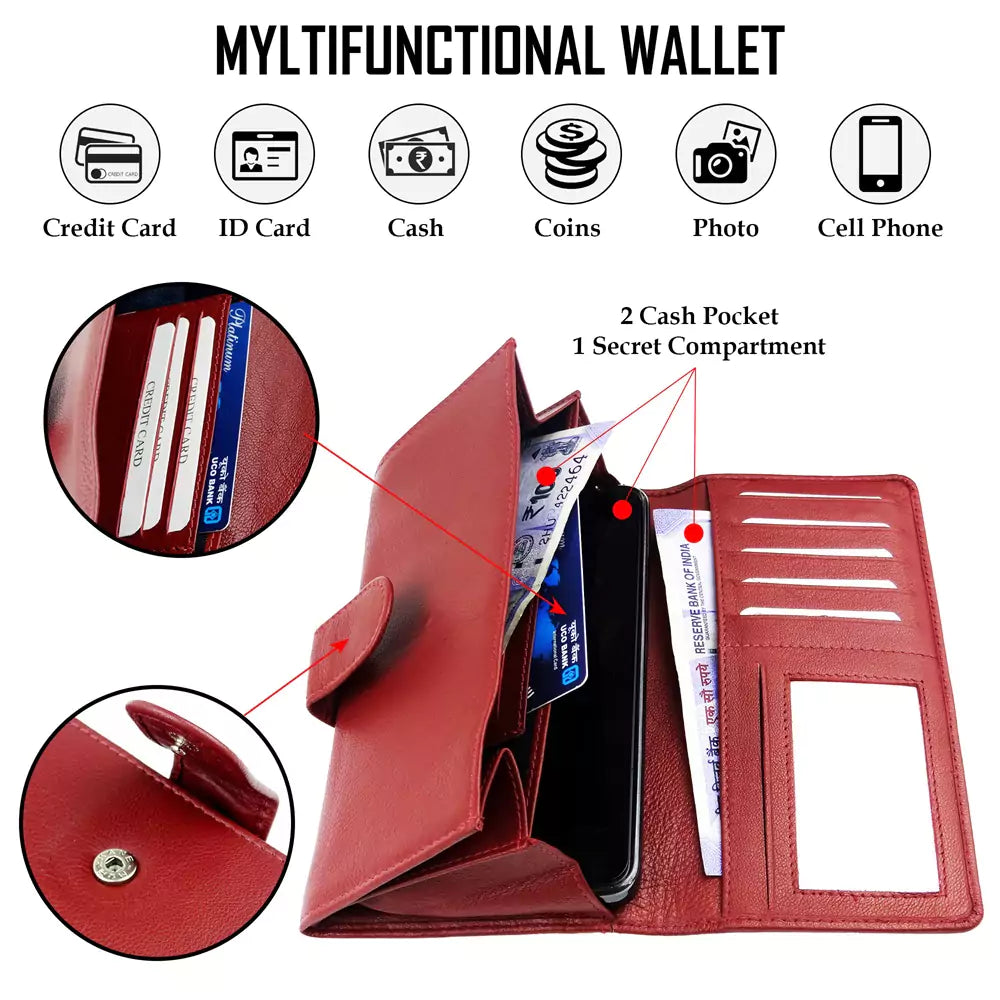 Women Handbag Stylish Women Convertible Clutch Purse Wallet RFID Blocking Trifold Card Holder Ladies Clutch With ID Window