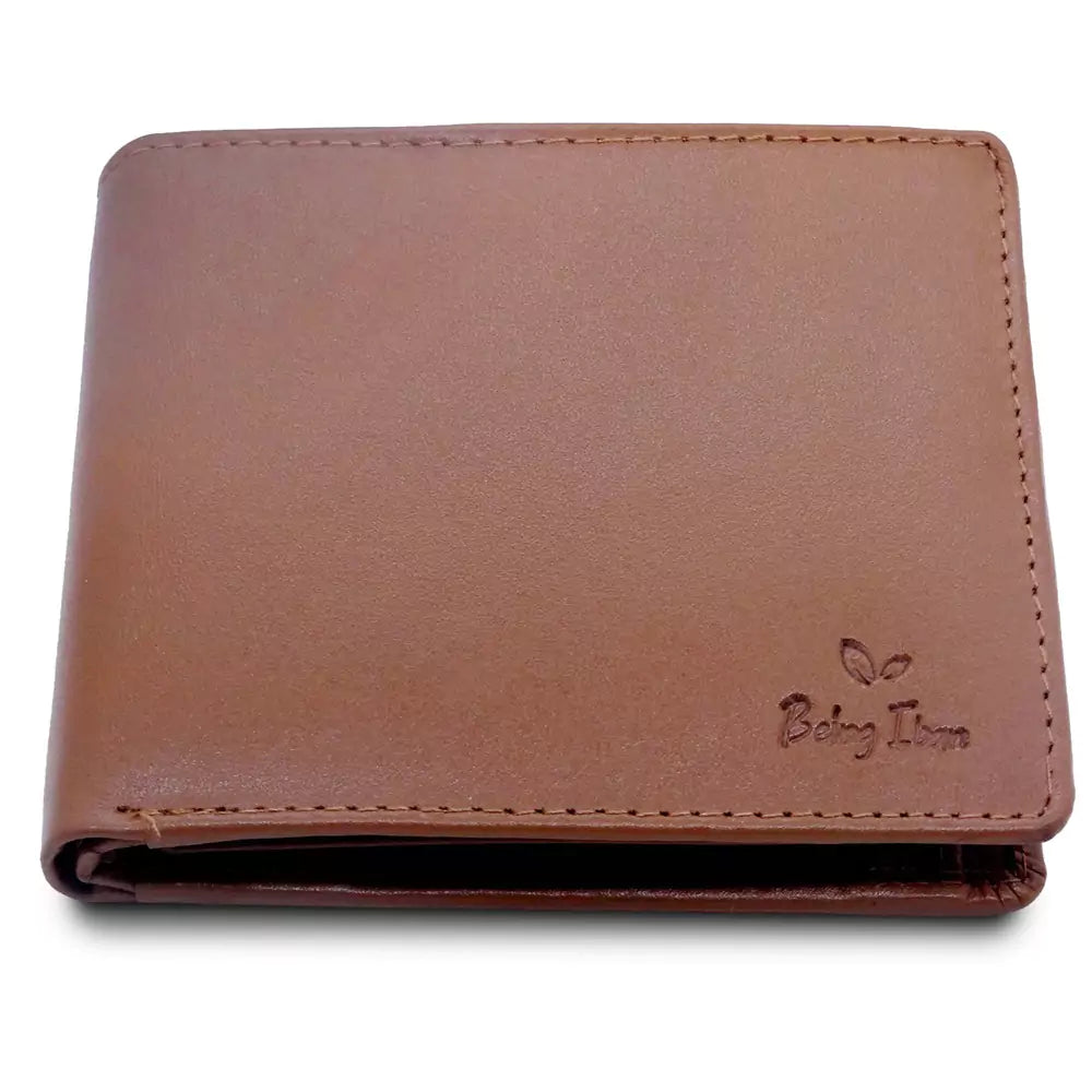 Wallet for Men-Genuine Slim Leather RFID Blocking Bifold Stylish Wallet With 2 ID Window Money Clip Wallet with ID Window Gift Box