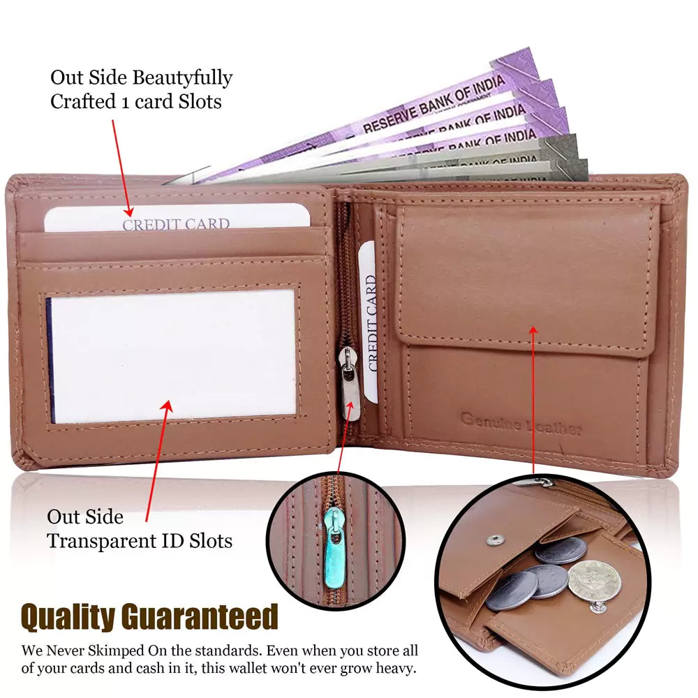 Wallet for Men-Genuine Slim Leather RFID Blocking Bifold Stylish Wallet With 2 ID Window Money Clip Wallet with ID Window Gift Box