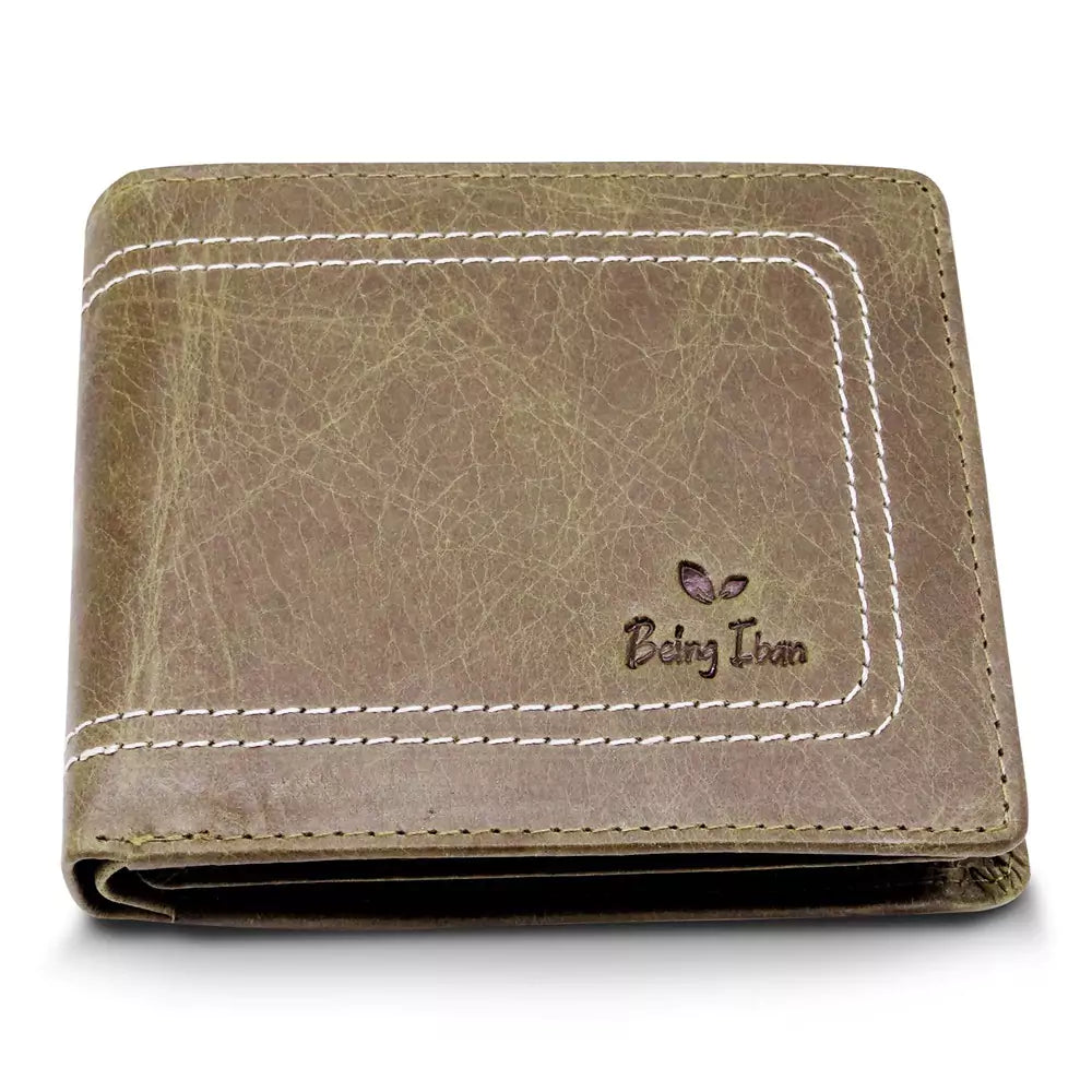 Wallet for Men-Genuine Slim Leather RFID Blocking Bifold Stylish Wallet With 2 ID Window Money Clip Wallet with ID Window Gift Box(DEEP BROWN)