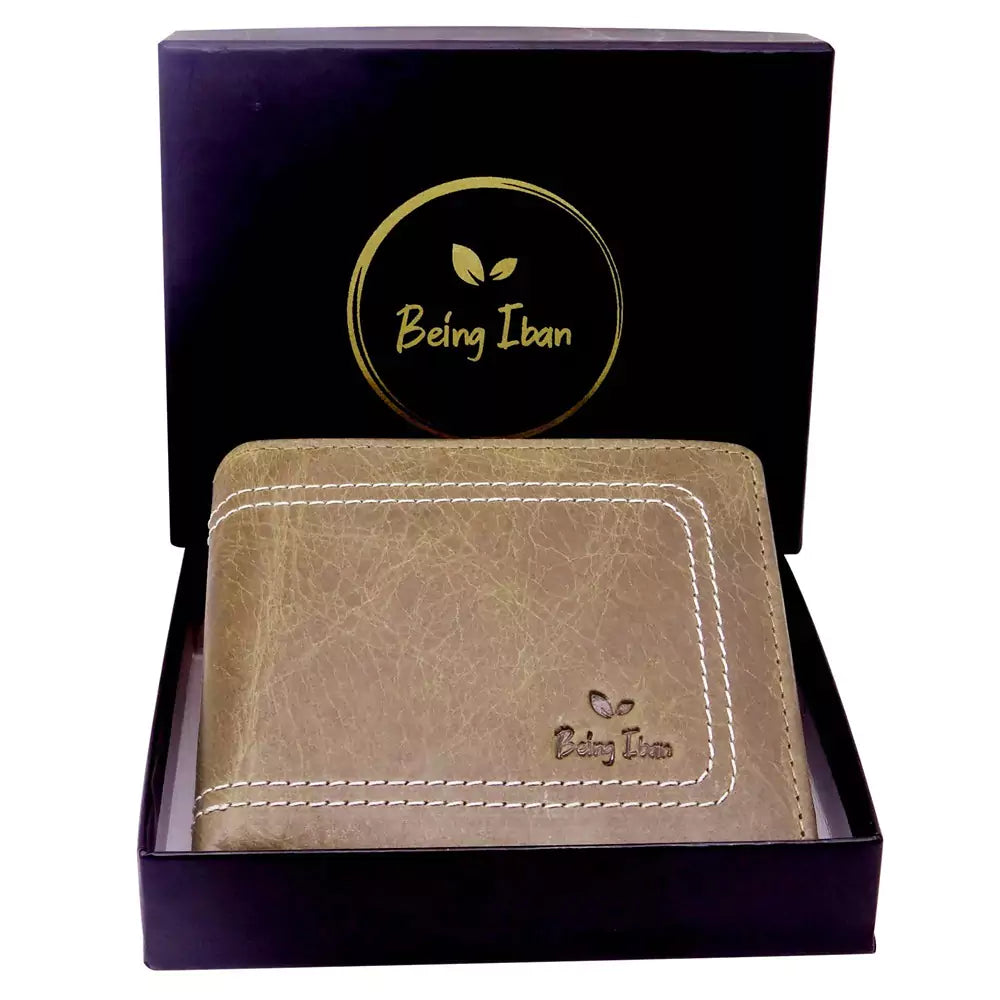 Wallet for Men-Genuine Slim Leather RFID Blocking Bifold Stylish Wallet With 2 ID Window Money Clip Wallet with ID Window Gift Box(DEEP BROWN)