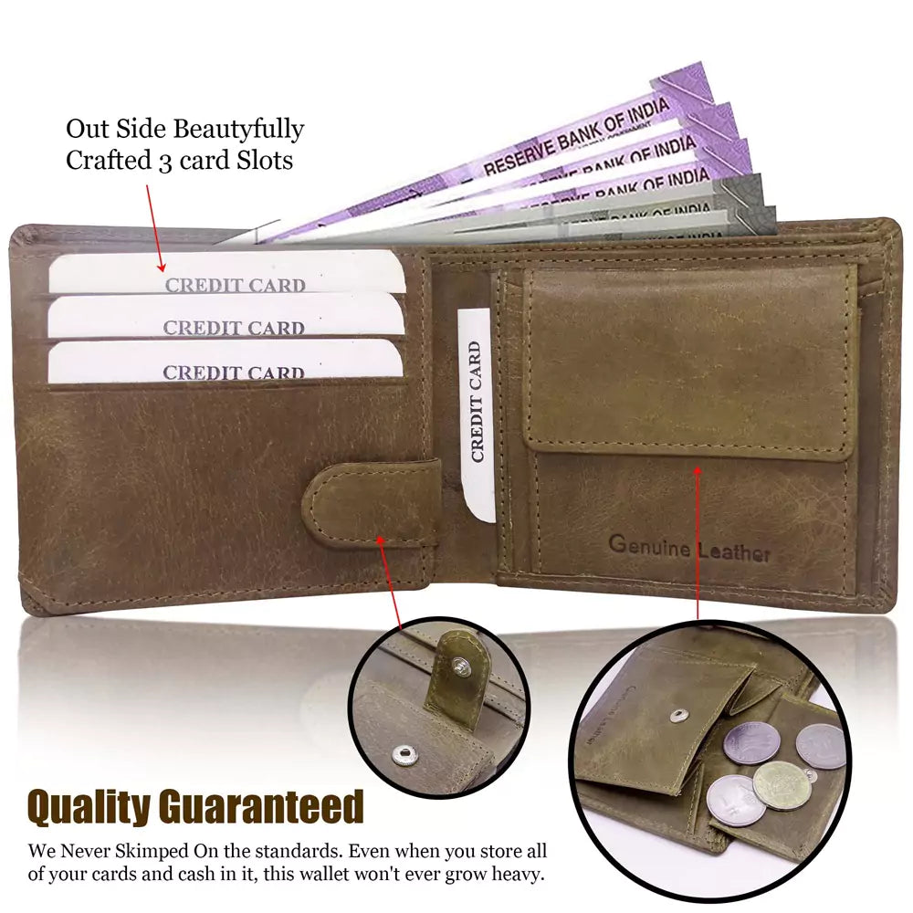 Wallet for Men-Genuine Slim Leather RFID Blocking Bifold Stylish Wallet With 2 ID Window Money Clip Wallet with ID Window Gift Box(DEEP BROWN)