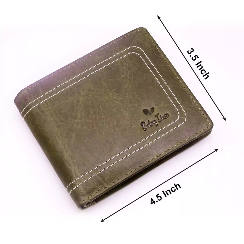 Wallet for Men-Genuine Slim Leather RFID Blocking Bifold Stylish Wallet With 2 ID Window Money Clip Wallet with ID Window Gift Box(DEEP BROWN)